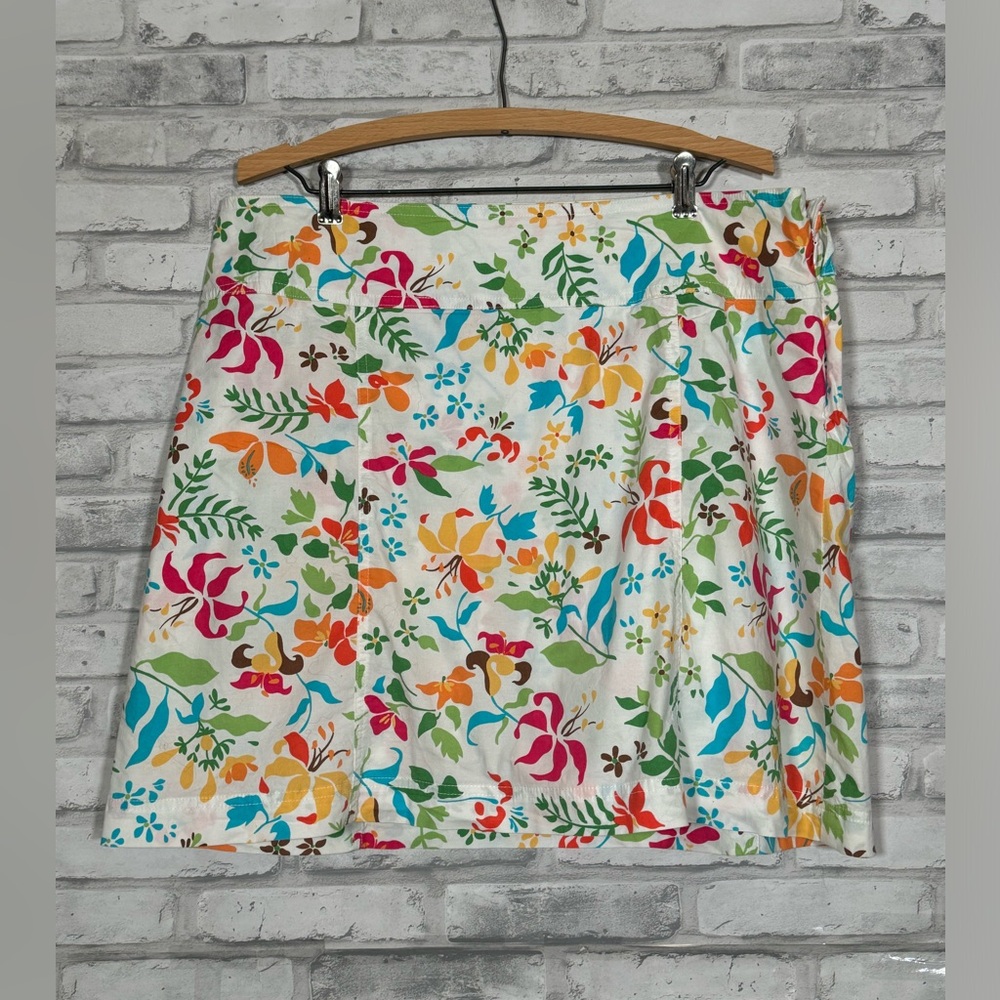 Vintage White Stag Colorful Vibrant Floral Mini Skirt Skort